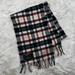 Vintage L.L. Bean Scarf Tartan Plaid 100% Lambswool Ireland John Hanly 64x11 VTG